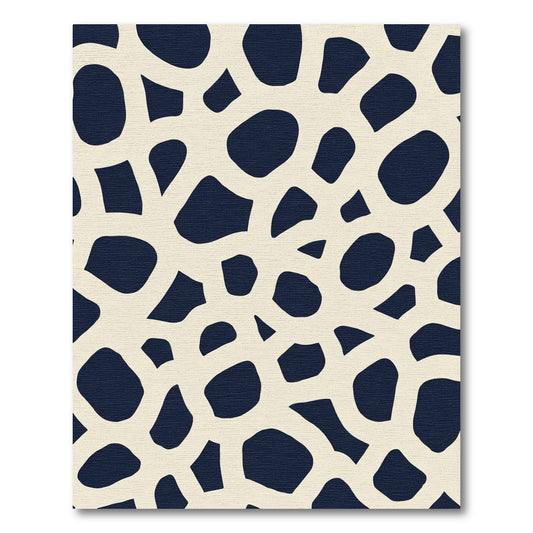 Cream Navy Irregular Organic Shapes Rug