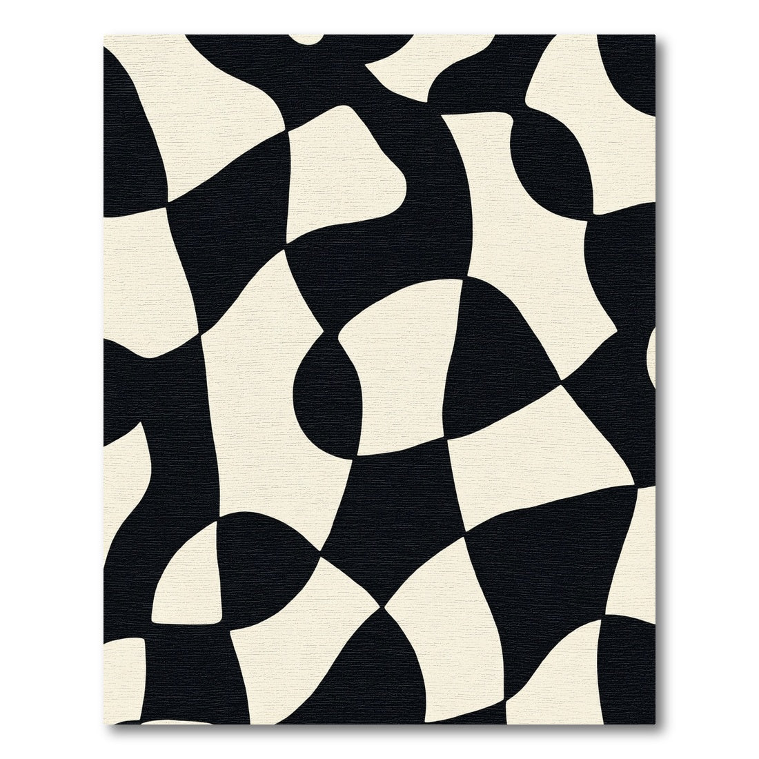 Abstract Black Cream Organic Shapes Rug