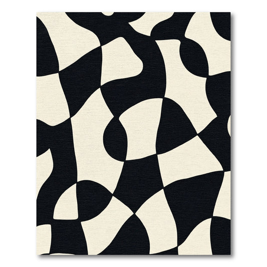 Abstract Black Cream Organic Shapes Rug