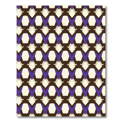 Brown Purple Cream Geometric Net Rug