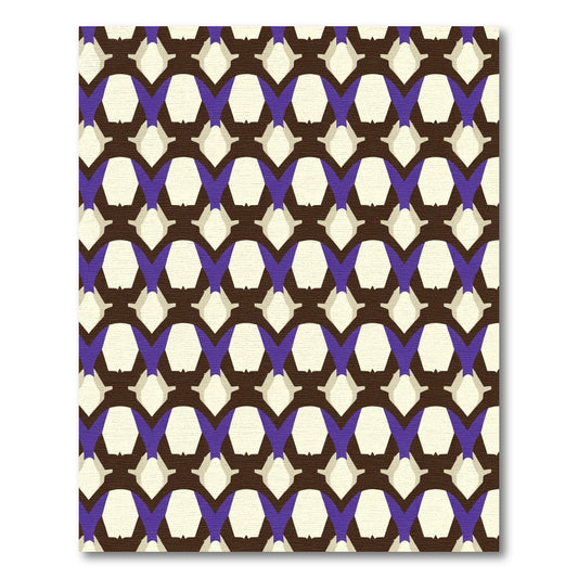 Brown Purple Cream Geometric Net Rug
