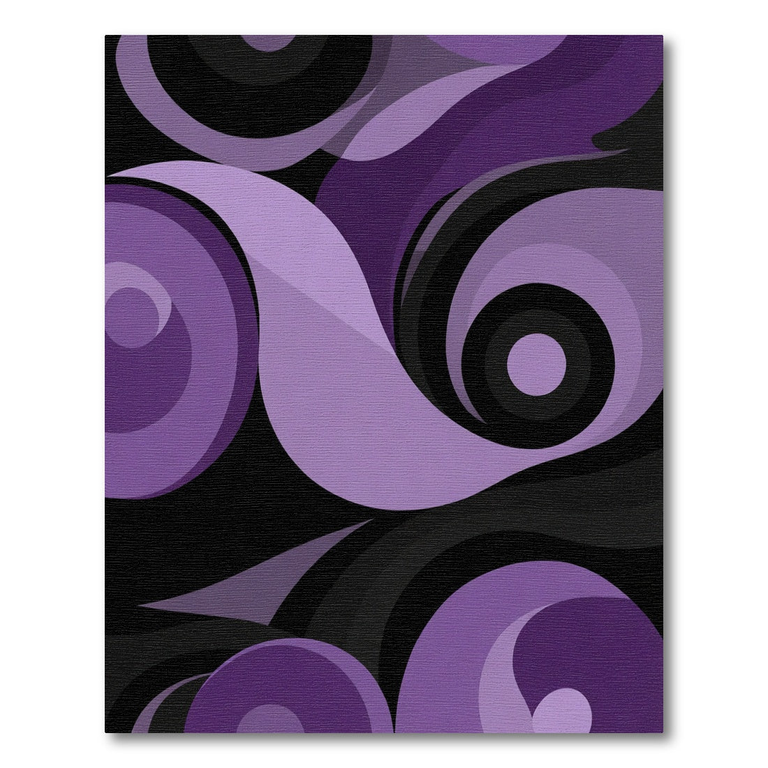 Abstract Swirl Purple Black Composition Rug