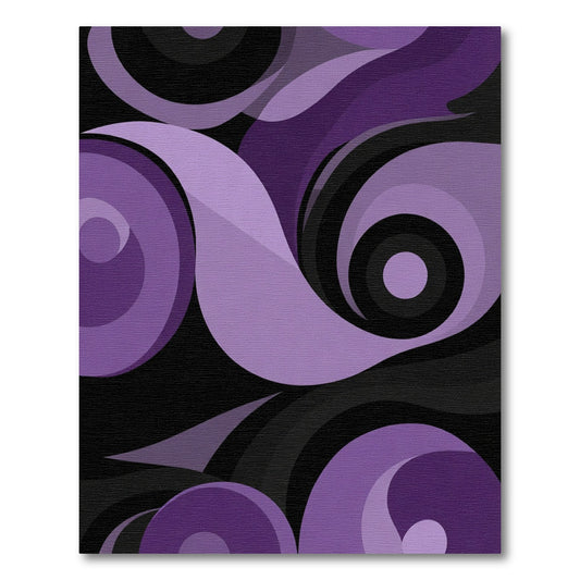 Abstract Swirl Purple Black Composition Rug