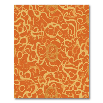 Orange Golden Swirl Medallion Rug