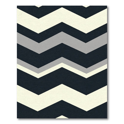 Modern Dark Gray Cream Chevron Rug