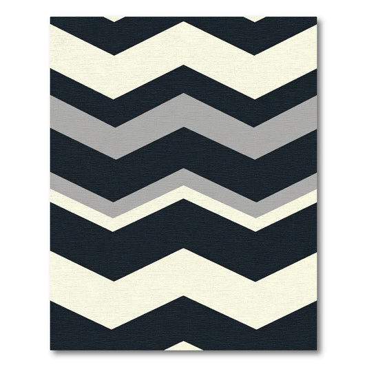 Modern Dark Gray Cream Chevron Rug