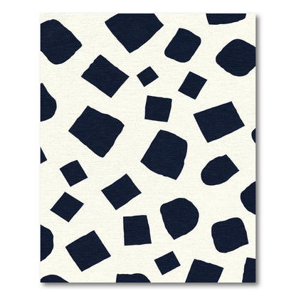 Abstract Dark Blue Scattered Shapes Rug