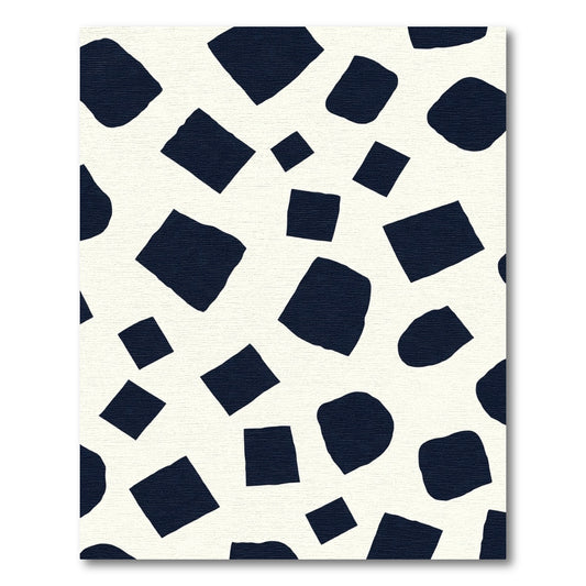 Abstract Dark Blue Scattered Shapes Rug