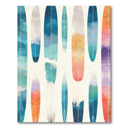 Colorful Surf Boards Abstract Watercolor Rug