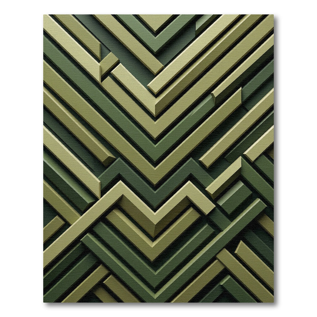 Deep Forest Geometric Chevron Rug