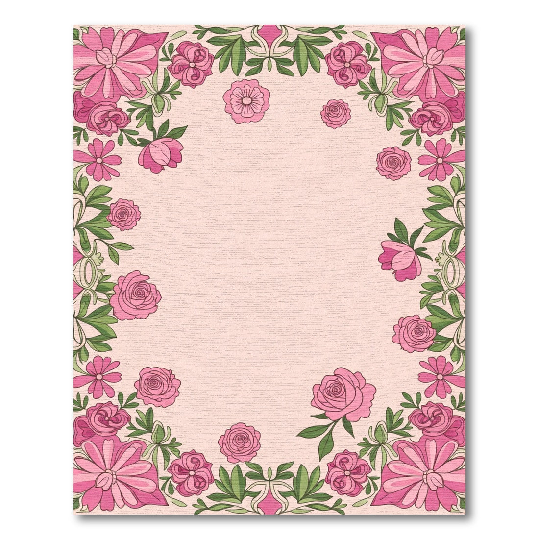 Pink Floral Border Garden Rug
