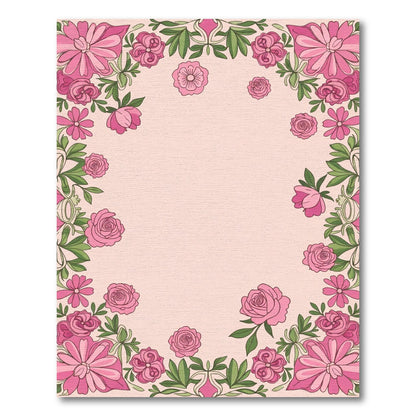 Pink Floral Border Garden Rug