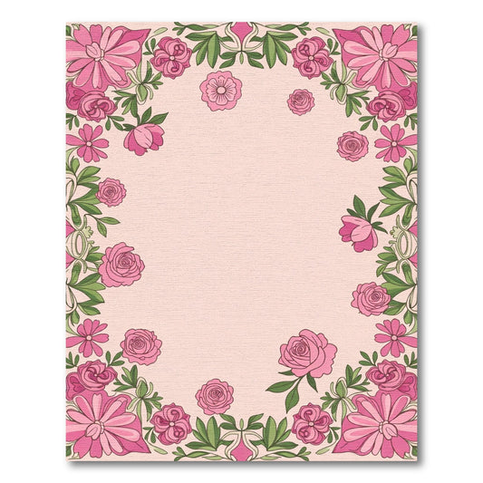 Pink Floral Border Garden Rug