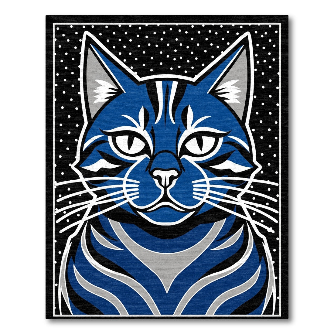 Bold Blue Whimsical Feline Dots Rug