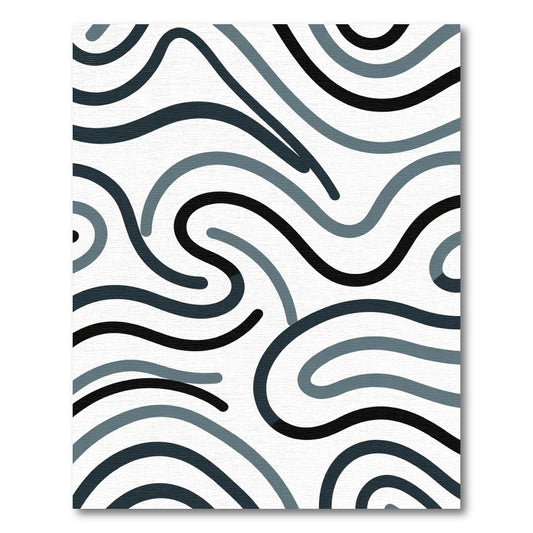 Cool Blue Swirling Lines Rug
