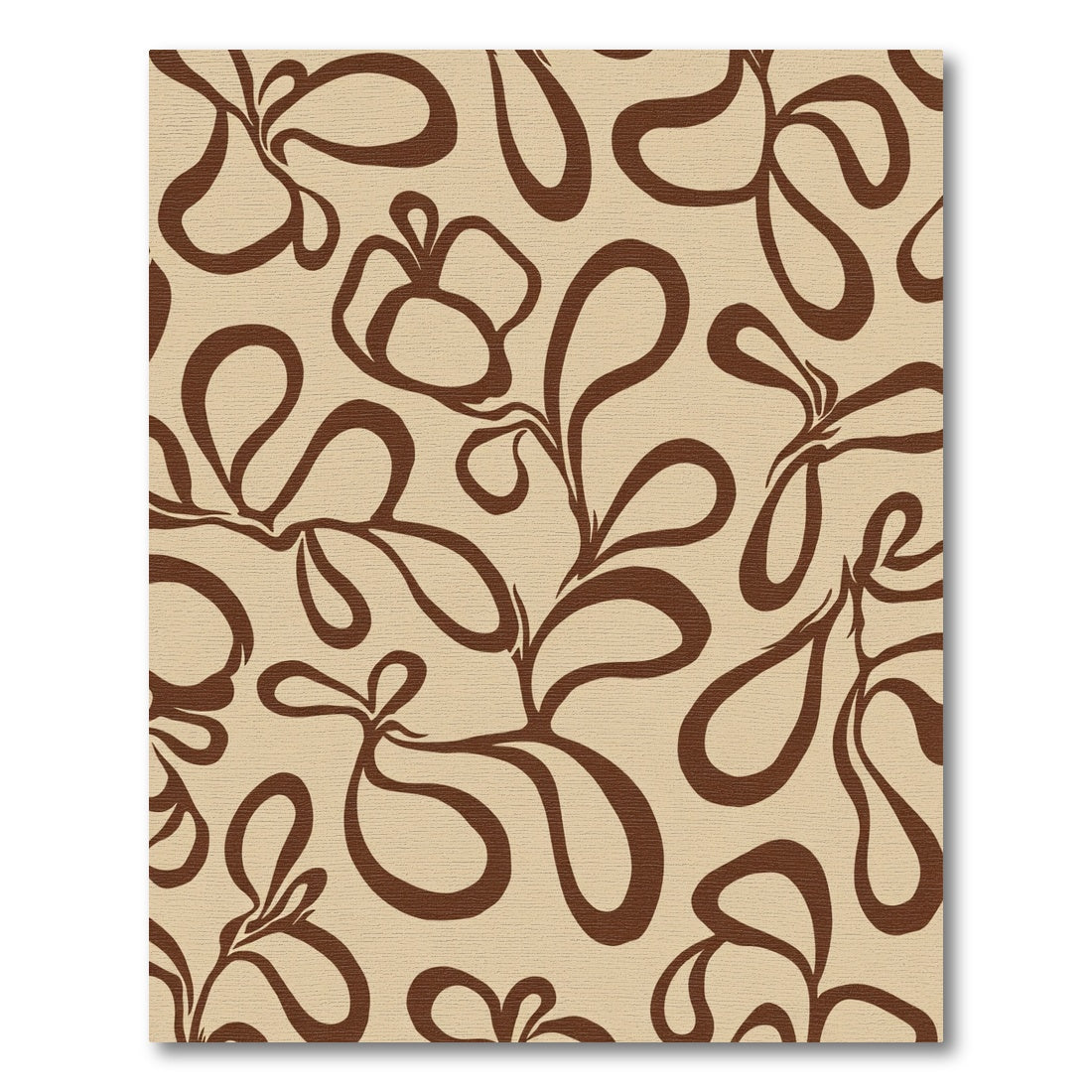Rustic Brown Curvy Floral Swirl Rug
