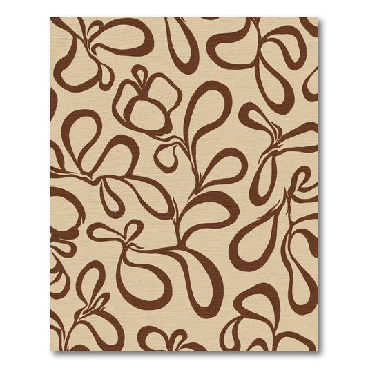 Rustic Brown Curvy Floral Swirl Rug