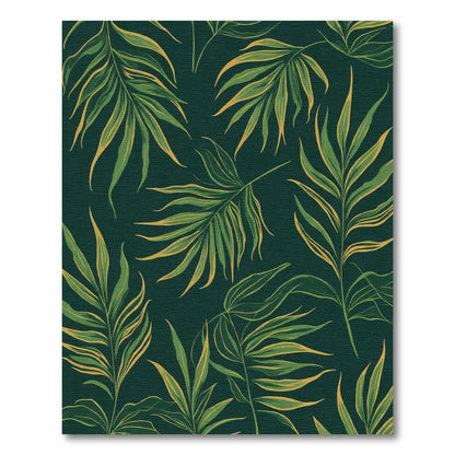 Deep Green Tropical Palm Frond Rug