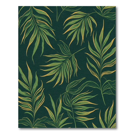 Deep Green Tropical Palm Frond Rug