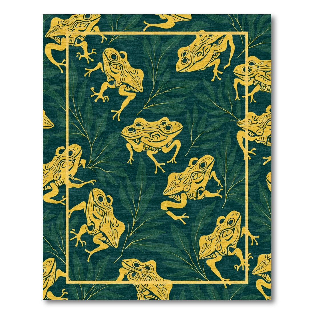 Yellow Frogs Amidst Green Foliage Rug