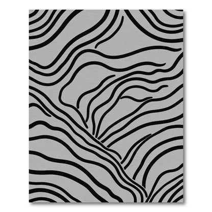 Monochromatic Black Wavy Stripe Rug