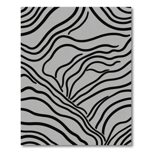 Monochromatic Black Wavy Stripe Rug