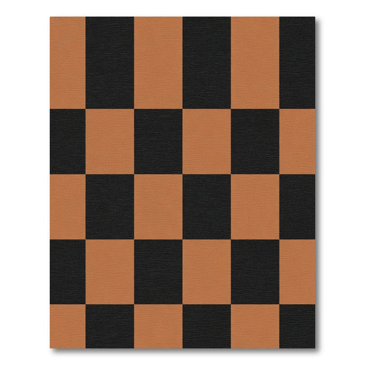 Classic Brown Black Checkered Squares Rug