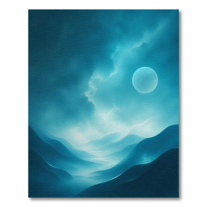 Moonlit Blue Teal Abstract Dunes Area Rug
