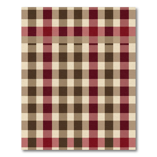 Classic Plaid Red Beige Squares Rug