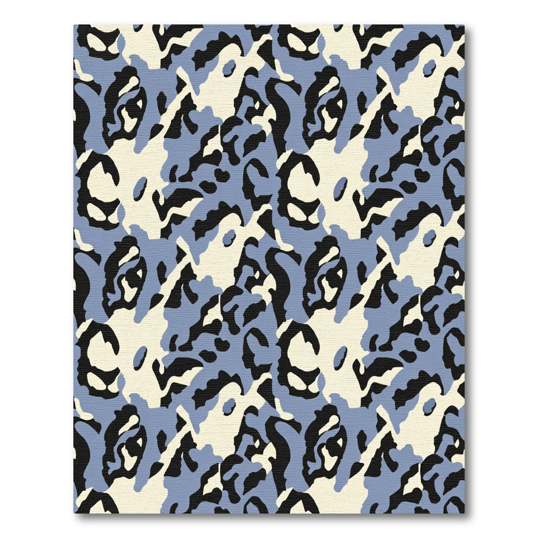 Abstract Blue Black Ivory Camouflage Rug