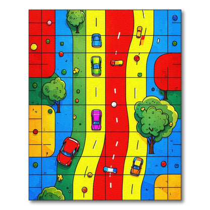 Multi-Color Kids Cartoon Traffic Area Rug