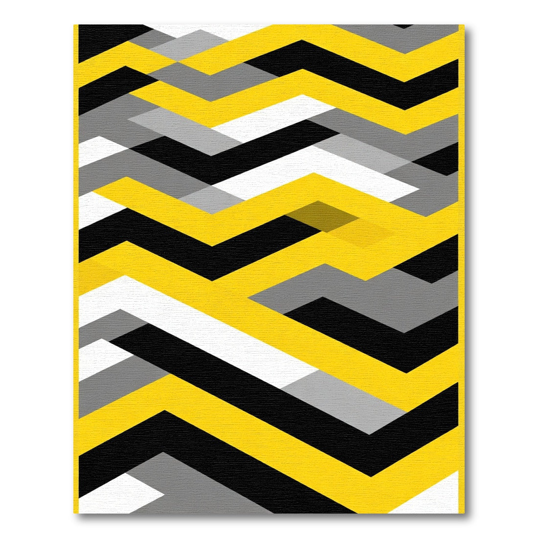 Bold Yellow Black Geometric Chevron Rug