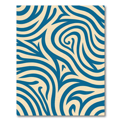 Deep Blue Swirl Abstract Organic Form Rug
