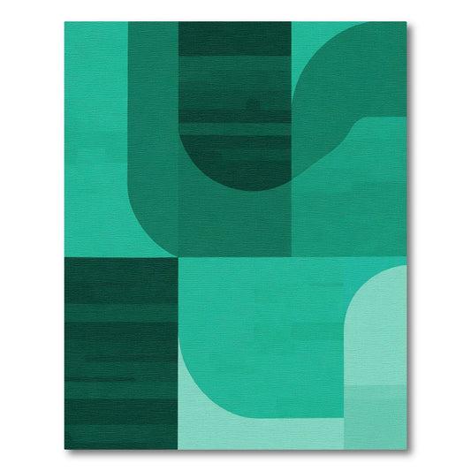 Emerald Green Geometric Abstraction Rug