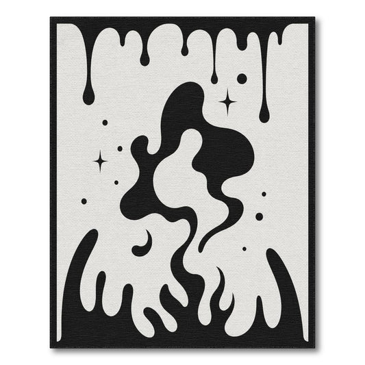 Black White Abstract Dripping Area Rug