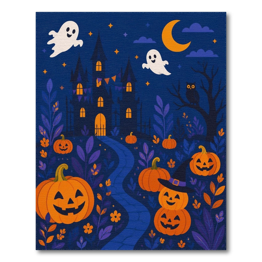 Halloween Haunted Castle Ghost Pumpkin Area Rug
