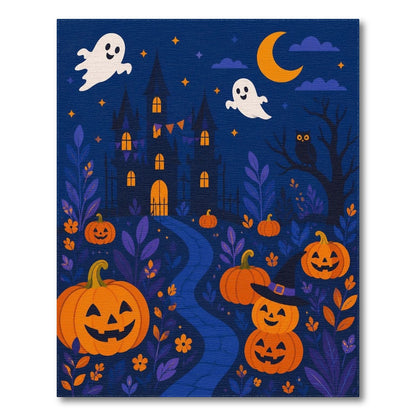 Halloween Haunted Castle Ghost Pumpkin Area Rug
