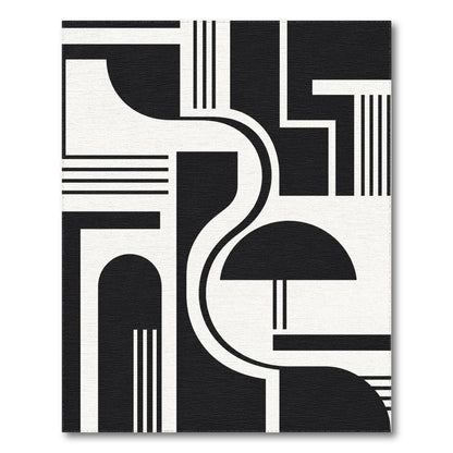 Black and White Black White Bold Geometric Area Rug