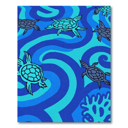 Aqua Teal Sea Turtle Swirls Rug