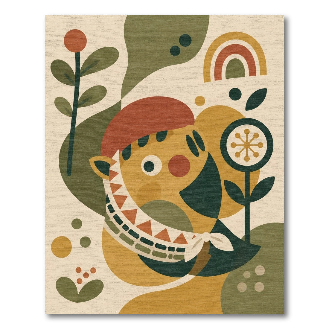 Whimsical Cartoon Face Kids Area Rug
