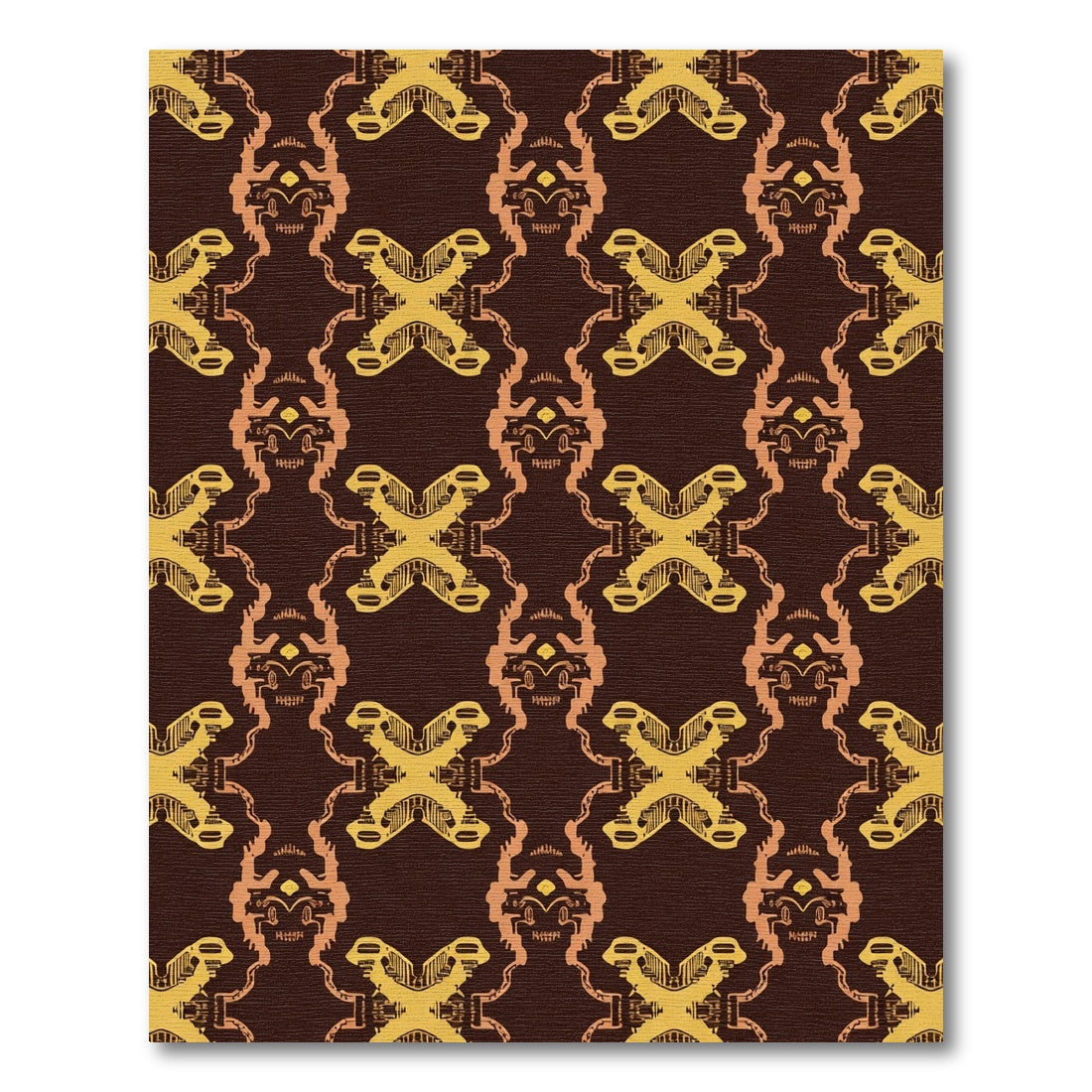 Rich Ochre Abstract Brocade Rug
