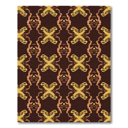 Rich Ochre Abstract Brocade Rug