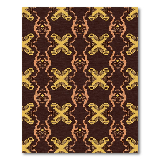 Rich Ochre Abstract Brocade Rug