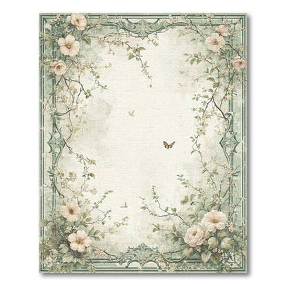 Sage Green Floral Vintage Area Rug