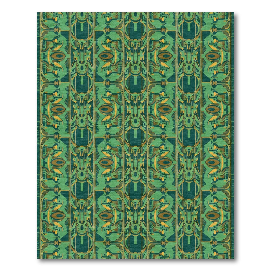 Emerald Green Abstract Geometric Structure Rug