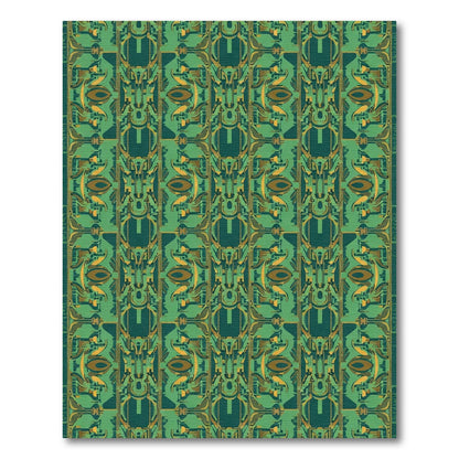 Emerald Green Abstract Geometric Structure Rug