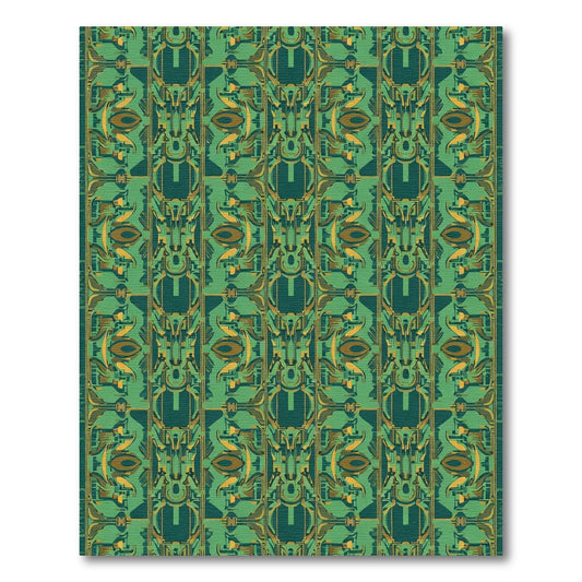 Emerald Green Abstract Geometric Structure Rug