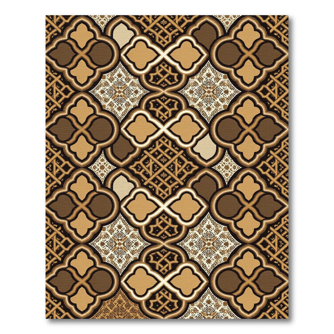 Brown Golden Arabesque Lattice Work Rug