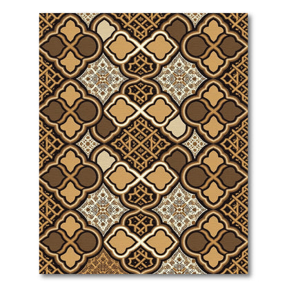 Brown Golden Arabesque Lattice Work Rug