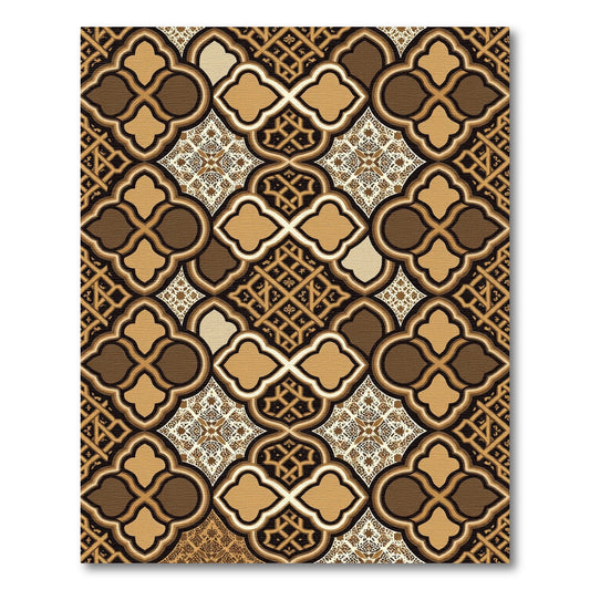 Brown Golden Arabesque Lattice Work Rug